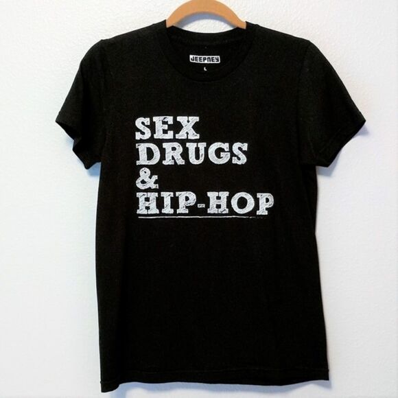 JEEPNEY Sex Drugs & Hip Hop Graphic T-Shirt L - Picture 1 of 4